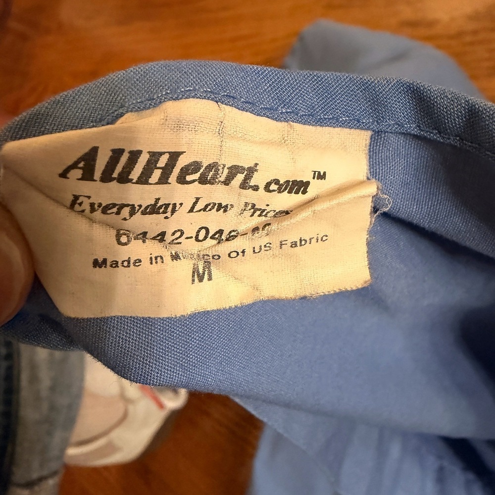 Allheart Blue Unisex Scrub Top Size M - Picture 3 of 5